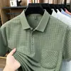 Entrega transfronteriza de nuevas camisetas de manga corta para hombre de verano, polos de alta gama con cuello camisero, holgados y casuales con bolsillos reales