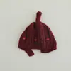 Chapéus Infantis Primavera e Outono Novo Estilo Meninos e Meninas Fofos Chapéus de Tricô para Bebê Chapéus de Lã com Proteção para Orelhas para Bebê