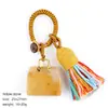 Chaveiro de Bolsa com Pedra Natural Semi-Preciosa Transfronteiriço Criativo Feito à Mão Tecido para Acessórios de Carro e Roupa Pingente de Cristal Ágata