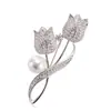 Broche de tulipa de cabeça dupla corsage de flor feminino casaco de outono e inverno pin de lapela acessórios para terno nova moda 2022