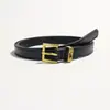 Estilo europeo y americano, lujo ligero, cinturón negro con hebilla de pasador retro, accesorio de vestir versátil, perfecto con trajes y vestidos