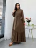 M399 # Ropa de mujer transfronteriza malasia de Amazon vestido turco con cuello alto de volante y falda larga de dobladillo amplio