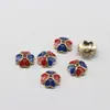 Tampas Coloridas de Flor Esmaltadas DIY, Pulseira de Esmalte Azul Queimado, Cordão para Colar, Espaçadores de Contas, Tampas de Flor, Acessórios Espaçadores