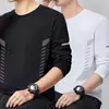 Camiseta deportiva casual para hombre de manga larga con estampado, moderna para adolescentes, adecuada para todas las estaciones, cuello redondo, top básico de manga larga