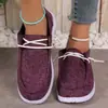 Novos tênis de lona moda plus size europeus e americanos com bico redondo estampado e cadarço frontal, mocassins femininos slip-on coloridos para vendas transfronteiriças