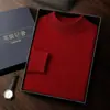 Capa base de cachemira para hombre, suéter de punto grueso de doble capa para otoño e invierno, cuello redondo, suéter de lana para hombre, color liso