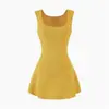 Vestido Bodycon Estilo Desejo Puro com Decote U, Recorte na Cintura Revelando a Pele, Manga Curta, Saia Curta para Mulheres, Vestido de Verão Emagrecedor