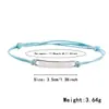 Pulsera trenzada de hilo encerado con etiqueta curva de acero de titanio pulido espejo, Pulsera de muñeca trenzada ajustable de acero inoxidable de colores