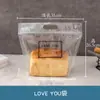 Bolsa para pan de molde auto-sellante portátil 450g ventana transparente bolsa para pan de leche pura cepillada boca con cremallera bolsa para alimentos para hornear