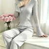 2026 Novo Estilo Casa Peludo Outono/Inverno Manga Longa Calça Longa Casual Conjunto de Duas Peças Feminino para Casa 7090