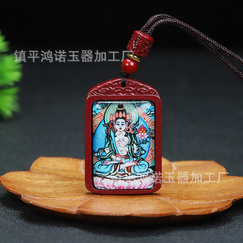 朱砂彩绘守护神吊坠