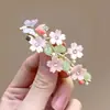 Grampo de Cabelo Meio Preso Floral Borboleta Elegante Estilo Fada Vintage Novo Estilo Chinês Grampo de Primavera Grampo de Cabelo para Traje Antigo Hanfu Acessório de Cabelo de Celebridade da Internet