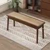Popular Banco Nórdico de Madera Maciza y Ratán Taburete Redondo Moderno Simple Taburete de Noche Taburete para Cambiarse los Zapatos Silla de Comedor para Sala de Estar B&B Hogar