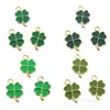 Trevo da Sorte Verde Popular Liga de Zinco Esmalte Acessórios Pingentes para Joias DIY Brincos e Acessórios de Orelha Feitos à Mão