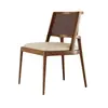 Silla de Comedor de Madera Maciza Estilo Nórdico Wabi-Sabi, Silla de Ocio Vintage para Restaurante y Hogar con Respaldo, Silla Simple Tejida de Ratán