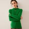 Suéter de cachemira de cuello alto medio, otoño e invierno 2024, nuevo suéter ajustado para mujer, camisa básica ajustada, suéter ajustado de estilo coreano.