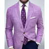 Blazer de comercio exterior a medida de un solo botón con dos botones y bolsillo grande para hombre, chaqueta de traje casual a cuadros de corte ajustado