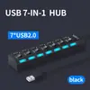 Concentrador divisor USB 2.0 de siete puertos para ordenador con interruptor independiente, extensor de expansión USB dividido
