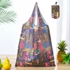 Fabricante em estoque pequena bolsa de compras dobrável supermercado compras proteção ambiental portátil bolsa para celular conveniente impressão bolsa de poliéster