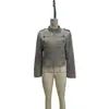 Ropa de mujer al por mayor transfronteriza 2026 Chaqueta corta abotonada de doble fila con cuello mao y cremallera estilo Napoleónico francés
