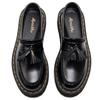 [Não Abrasivo] Mocassins Leves com Solado Grosso e Franjas para Mulheres, Couro Genuíno Cano Baixo Aumentando Altura Sapatos Pequenos de Couro Pretos, Botas para Todas as Estações 5