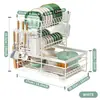 Estante para Platos de Cocina Amazon Transfronterizo para el Hogar, Resistente al Óxido, de Encimera, Doble Capa, Escurridor, Estante Multifuncional para Almacenamiento de Platos