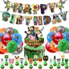 Conjunto de Decoração para Festa de Aniversário Tema Pixel Game Flagra de Guerra Pixelada Minecraft Inserção para Bolo Balão