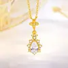 Popular Collar de Gota de Agua con Circonita Brillante Color Oro Arena de Xiaohongshu para Mujeres con Temperamento Suave y Cadena para Clavícula al por Mayor