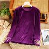 Camisa Base de Veludo Gola Redonda Outono e Inverno, Peça Stylish para Usar por Dentro e por Fora, Camiseta Soltinha Plus Size Emagrecedora para Mulheres