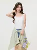 Camisola Branca com Renda para Mulheres, Novo Estilo Primavera/Verão 2026, Adequada para Usar em Camadas ou Sozinha, Top Sem Mangas de Corte Justo