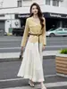 Conjunto de Traje para Mujer para Primavera y Otoño 2026, Nuevo Estilo de Primavera, Elegante y a la Moda, Tendencia, Conjunto de Dos Piezas con Chaqueta Pequeña y Falda con Cinturón