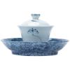 Tazón de cerámica de loto pintado a mano con tapa blanca gorda, taza de té portátil, taza, taza, taza, taza, cuenco de té, juego de té al por mayor, generación