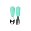 Acero Inoxidable 304 Antiescaldante Antideslizante Mango Corto Mango de Silicona Bebé Autoalimentación Bebé Aprendiendo a Comer Cuchara de Entrenamiento