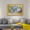 Venta al por mayor de fábrica nueva flor punto de cruz flor lila pintura colgante sala de estar dormitorio bordado auto-bordado material diy entrega