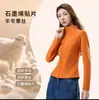 Roupa de Yoga Preta e Dourada Feminina Outono/Inverno Novo Estilo Jaqueta de Caxemira Antílope Engrossada Slim Fit Pode Ser Usada ao Ar Livre Zíper Espinha de Peixe Top Quente