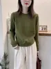 Suéter de punto de manga larga holgado para mujer, con bloques de color, estilo dos piezas, para otoño e invierno, 100% lana Merino