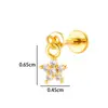 Henson 1.2X8Mm Varilla Roscada de Acero Inoxidable con Rosca Interna Flor Mariposa Labio Uña Hueso del Oído Joyería de Piercing Europea y Americana