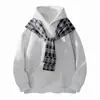 Otoño 2025 Estilo Universitario Chal Mágico Sudadera con Capucha Gris Oversized Falso Dos Piezas Diseño Perezoso Superior