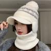 Gorro de Punto para Mujer para Exteriores de Otoño e Invierno, Moderno y de Alta Gama, Cortavientos, Forrado de Lana, Gorro Cálido, Gorro con Visera Protector de Orejas, Venta al por Mayor