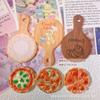 Brinquedo de Comida em Miniatura Bandeja de Pizza Pinça Prato Decorativo Cola de Creme DIY Acessórios para Joias de Resina Material Ornatos de Cena