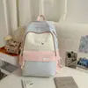 Mochila Versátil Color Blocking Elegante Simples Moda Nova 2026 de Alta Capacidade para Meninas, Adequada para Alunos do Ensino Fundamental II e Médio