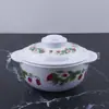 Tazón de Melamina 30% Imitación Porcelana con Tapa, Tazón de Doble Oreja, Tazón Cubierto de Melamina, Plástico de Melamina Calcomanía Blanca