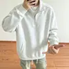 Sudadera con media cremallera y cuello alto estilo retro americano para hombre, capa interior de peso pesado para otoño, capa base, ajuste limpio, chaqueta para pareja