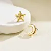 Pendientes de estilo europeo y americano transfronterizos para mujer, diseño metálico de estrella y luna creciente, pendientes de alta gama, joyería nicho versátil al por mayor
