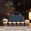 Juego de Té de Viaje de la Cerámica Ru de Dunhuang - Logo Personalizado para Reuniones de Empresa y Regalos de Aniversario - Souvenir Práctico para Clientes