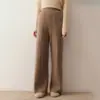 Calça de Cashmere Wide-Leg Nova para Inverno 2025 para Mulheres Usarem Fora, Calça Casual Reta de Tricô Solta de Cintura Alta