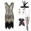 Amazon 1920S Vestido de Noche Gatsby Retro Europeo y Americano con Borlas Tallas Grandes Cuello en V