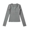 8672-26 Otoño estilo coreano ajustado cuello en V liso regular manga larga jersey polar camiseta base