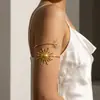 Joyería Transfronteriza, Pulsera Abierta con Forma de Flor, Anillo Geométrico para Brazo Estilo Punk, Cadena Dorada para Brazo para Fiesta en la Playa