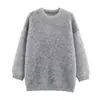 Exportación Transfronteriza Otoño e Invierno 2025 Estilo Europeo y Americano Suéter de Punto Versátil de Cuello Redondo y Manga Larga para Mujer a la Moda